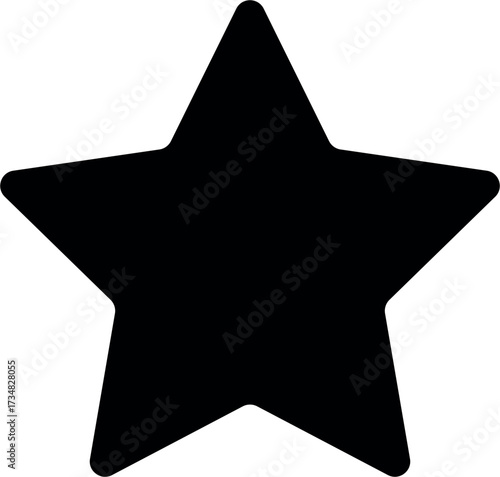 Five-pointed star, black outline silhouette, minimalist stencil design, vector outline on a transparent background.