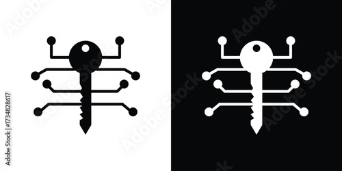Digital key icons. silhouette icons for ui designs