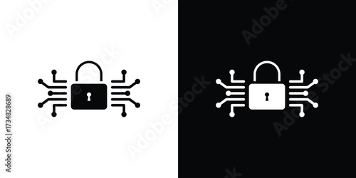 Digital Locked icons. silhouette icons for ui designs