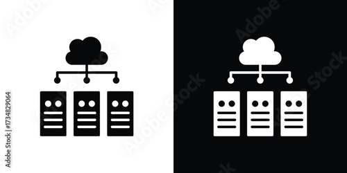 Data center icons. silhouette icons for ui designs