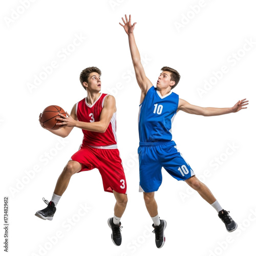Illustration of basketball players jump isolated on transparent background