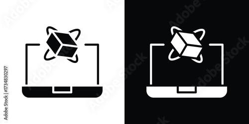 Computer simulation icons. silhouette icons for ui designs