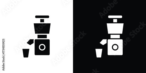 Cold pressed juicer icons. silhouette icons for ui designs