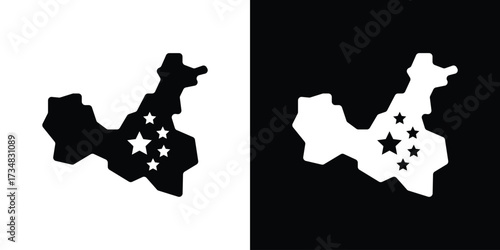 China map icons. silhouette icons for ui designs