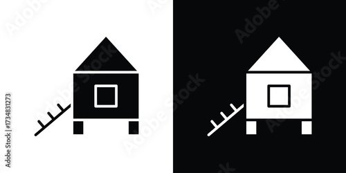 Chicken coop icons. silhouette icons for ui designs