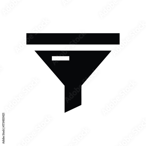 Close-up of a black funnel with a wide opening narrowing down to a spout, used for pouring liquids or powders in various settings