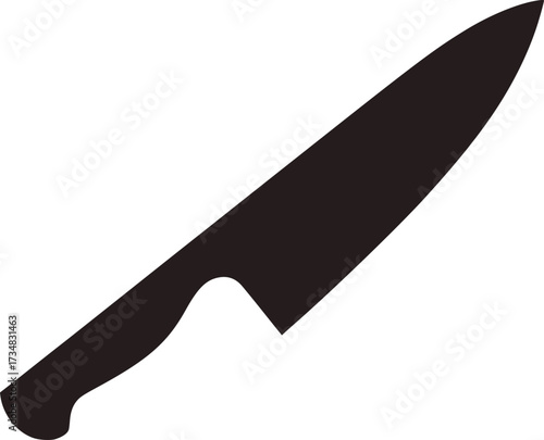 Dark gray kitchen knife with sharp blade and handle cooking