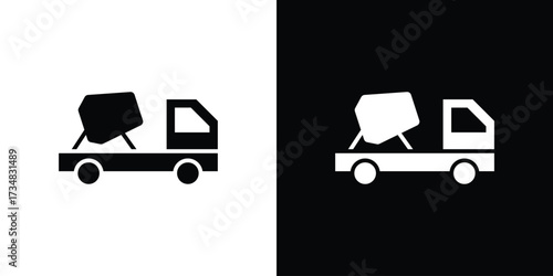 Cement truck icons. silhouette icons for ui designs