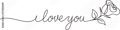 Elegant cursive script with rose and leaves floral