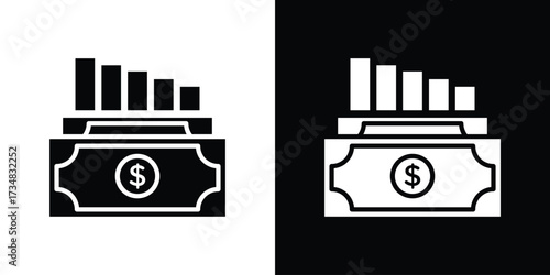 capital gain icons. silhouette icons for ui designs
