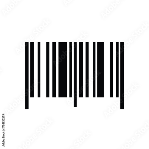 Black and White Barcode with Vertical Lines and Numeric Pattern on a