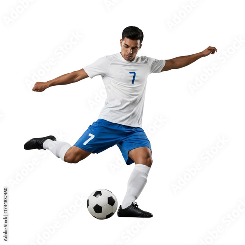 Illustration of soccer player kicking ball isolated on transparent background