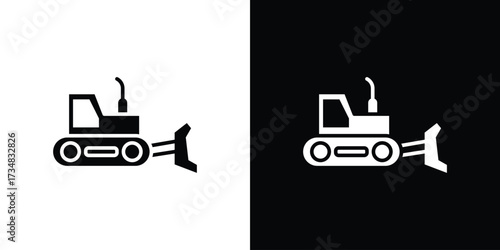Bulldozer icons. silhouette icons for ui designs