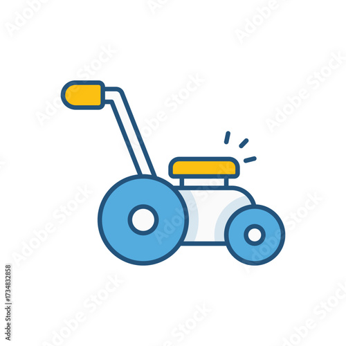 Lawn Mower Color Line Icons � Flat Outline Style Vector Collection
