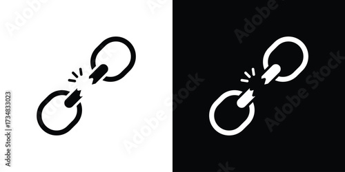 Broken link icons. silhouette icons for ui designs