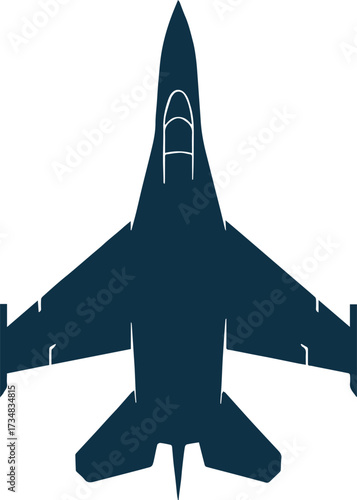 high performance fighter jet top down vector illustration military aircraft silhouette for engineering use