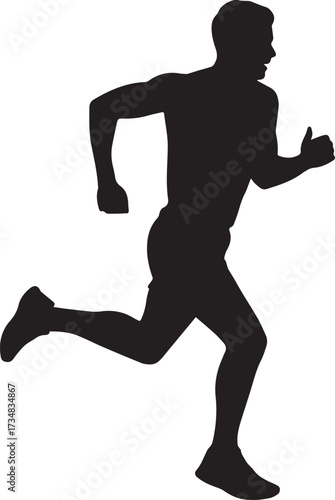 running athlete black silhouette dynamic motion icon for workout and training