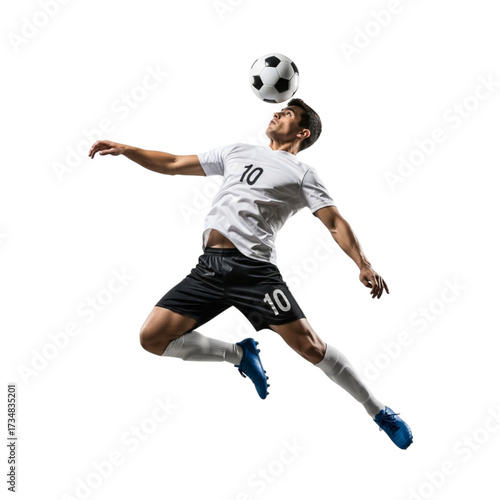 Illustration of soccer player jumps high isolated on transparent background