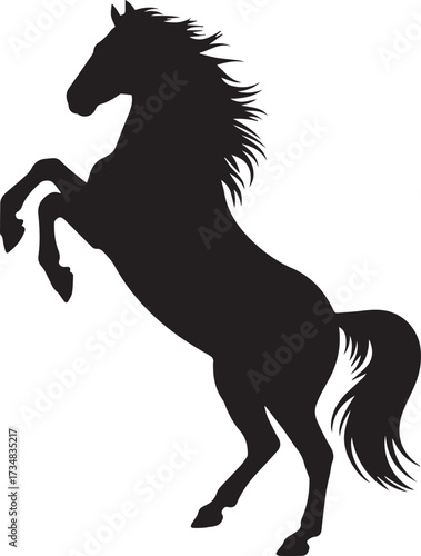 black rearing horse silhouette vector ai eps jpeg png strong stallion mane flowing dynamic equine emblem for logo design