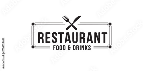 modern restaurant logo vector crossed cutlery emblem food and drinks minimalist branding badge