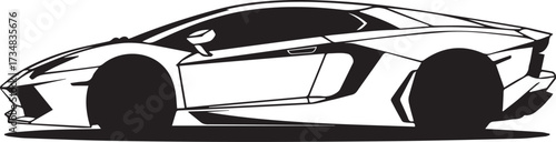 monochrome luxury supercar vector art side profile fast sportscar outline for branding and print