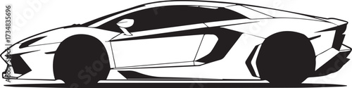 high contrast sportscar vector side profile sleek performance supercar illustration png jpeg eps