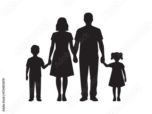 family together silhouette vector flat minimal people parents children unity love concept