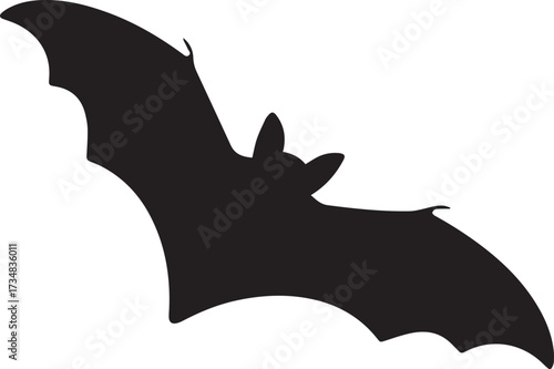 flying bat silhouette vector artwork high contrast simple shape for decals web and emblems