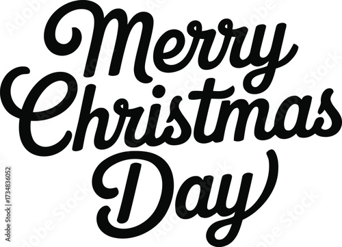Elegant Merry Christmas Day calligraphy text for festive holiday greeting cards and decorations