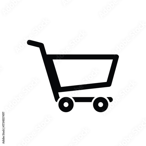 Empty shopping cart with a handle and wheels, symbolizing retail, commerce, and consumer shopping experiences