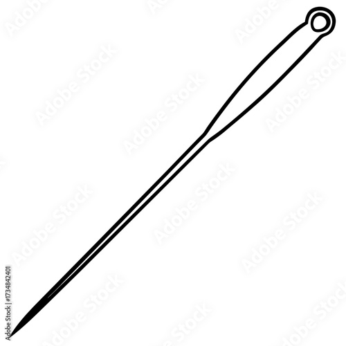 Scalable vector illustration of a sewing needle with eye for craft and tailoring projects silhouette Vector white background