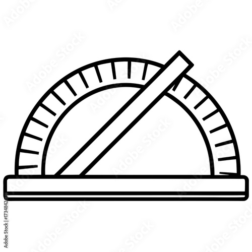 Semicircle protractor illustration vector graphic for measuring angles education tool scalable silhouette Vector white background