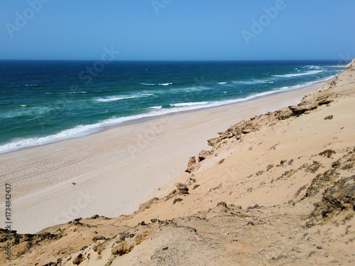 Landscape of the Atlantic Ocean on the coast of Dakhla, Western Sahara