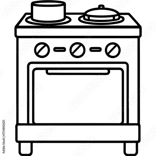 Scalable vector illustration of a classic stove with oven and cooktop elements for general use silhouette Vector white background