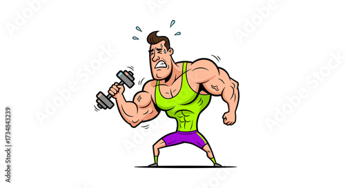 Strength in Action: Muscular Cartoon Hero in Dynamic Pose