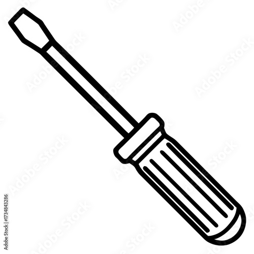 Scalable vector illustration of a classic screwdriver tool icon for diy and repair projects silhouette Vector white background