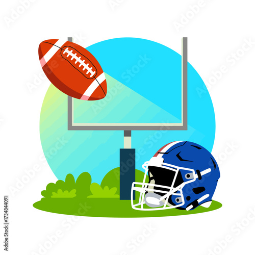 An exciting football setup featuring a ball and goal post, highlighting the thrill of sports and teamwork while capturing the essence of competitive spirit and athleticism.