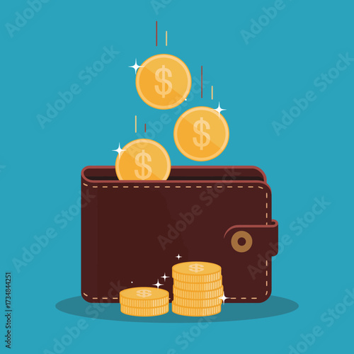 This striking image showcases coins dropping into an open wallet, representing wealth and prosperity, making it a strong visual for finance-related content.