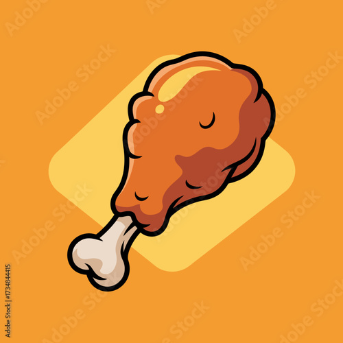 An appetizing cartoon-style illustration of a golden-brown chicken leg drumstick, representing comfort food and delight in a lively artistic design.