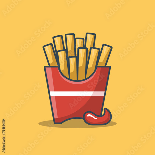 A delicious serving of crispy French fries accompanied by a side of ketchup, embodying comfort food culture and the joy of casual dining experiences with friends and family.