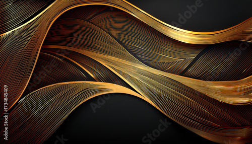 Golden Luxury Invitation Card Background Organic Gold Line Gradient On Dark Premium Elegant Design For Gala Card Grand Opening Party Invitation Layout Templates