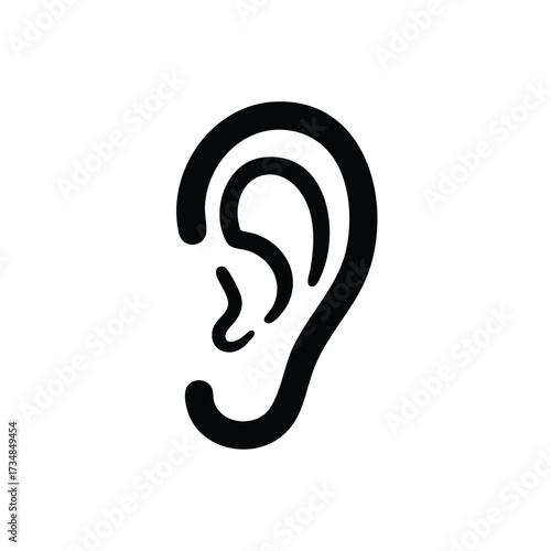 Detailed outline of a human ear showcasing its complex structure and intricate curves for educational or medical purposes