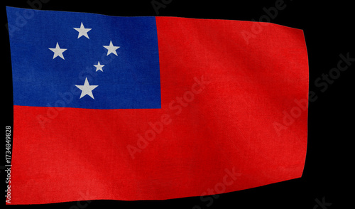 Fotografie Samoa flag pinned to a fabric background for tactile and textile-focused compositions