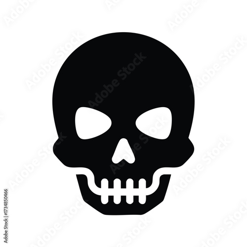 Black and White Skull with Hollow Eyes and Grinning Teeth for Symbolic or Decorative Use