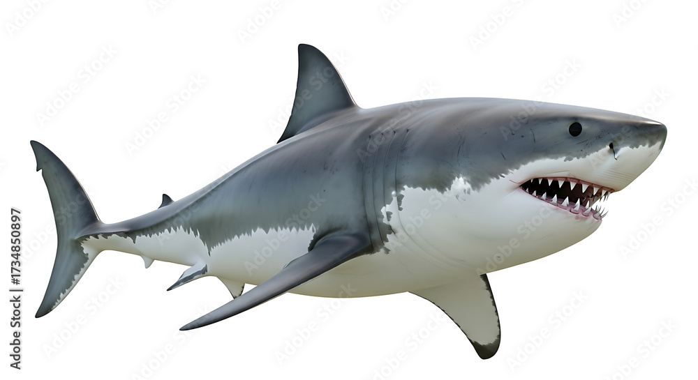 Obraz premium Great White Shark with Open Mouth and Sharp Teeth marine life
