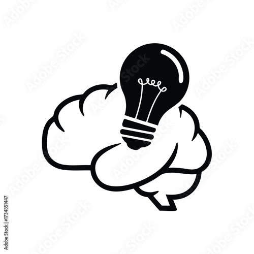 Creative Brainstorm Concept with a Light Bulb Inside a Brain for Innovation and Ideas