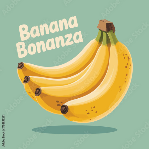 A vibrant bunch of ripe yellow bananas, showcasing freshness and vitality in a simple yet appealing design, suitable for promoting health and nutrition themes.