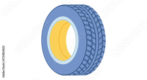 Isolated cartoon tire illustration for car or truck with tread pattern design vector
