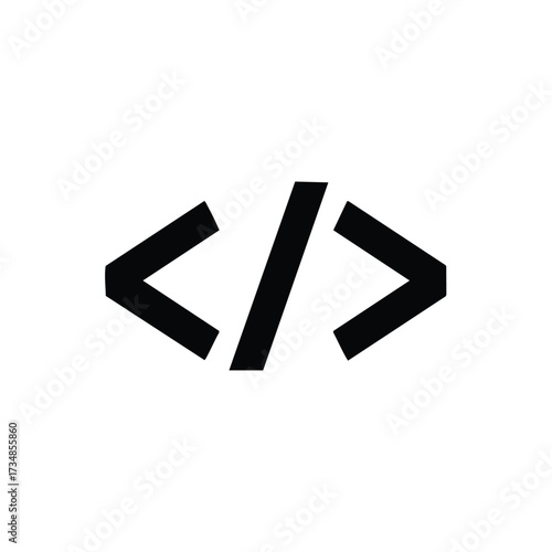 Close-up of a black coding symbol on a representing programming and software development concepts