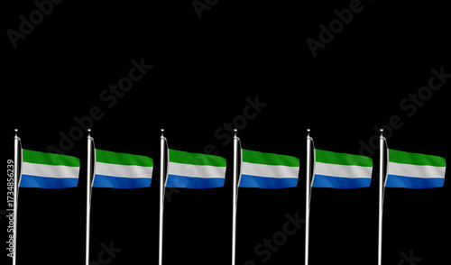 Tableau sur toile High-quality sierra leone national flag row of flags waving against a black - Sy